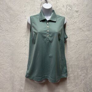 Nike Dri-Fit Golf Polo Shirt Womens Large Green Sleeveless Swoosh Performance
